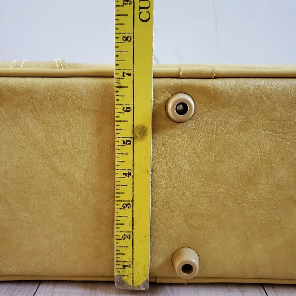 Vintage American Tourister Yellow Vinyl 2 Piece Soft Luggage Set Suitcases 1970s